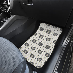 Cute Black Bear Pattern Print Front and Back Car Floor Mats