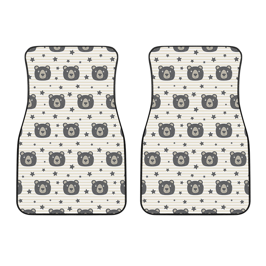Cute Black Bear Pattern Print Front Car Floor Mats