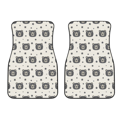 Cute Black Bear Pattern Print Front Car Floor Mats