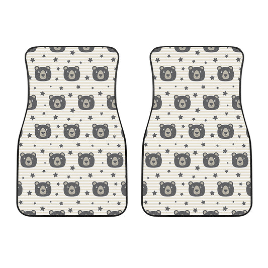 Cute Black Bear Pattern Print Front Car Floor Mats