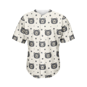 Cute Black Bear Pattern Print Men's Baseball Jersey