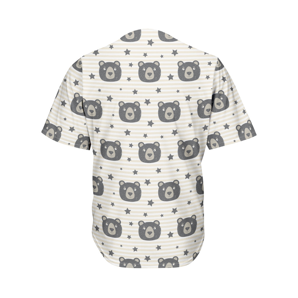 Cute Black Bear Pattern Print Men's Baseball Jersey