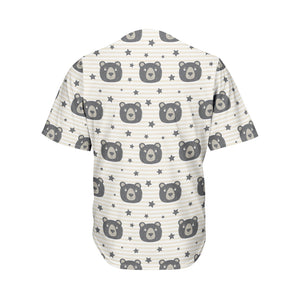 Cute Black Bear Pattern Print Men's Baseball Jersey