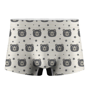 Cute Black Bear Pattern Print Men's Boxer Briefs