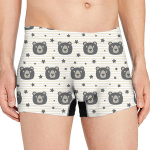 Cute Black Bear Pattern Print Men's Boxer Briefs