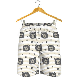 Cute Black Bear Pattern Print Men's Shorts