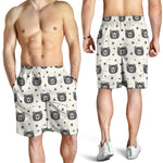 Cute Black Bear Pattern Print Men's Shorts