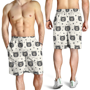 Cute Black Bear Pattern Print Men's Shorts