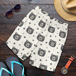 Cute Black Bear Pattern Print Men's Shorts