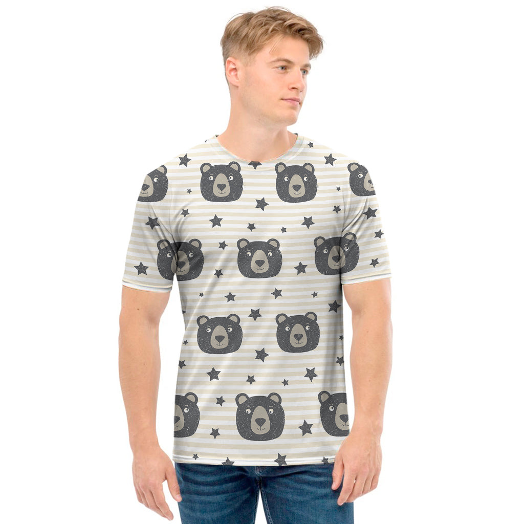 Cute Black Bear Pattern Print Men's T-Shirt