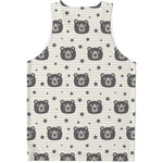 Cute Black Bear Pattern Print Men's Tank Top