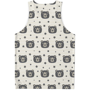 Cute Black Bear Pattern Print Men's Tank Top