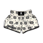 Cute Black Bear Pattern Print Muay Thai Boxing Shorts