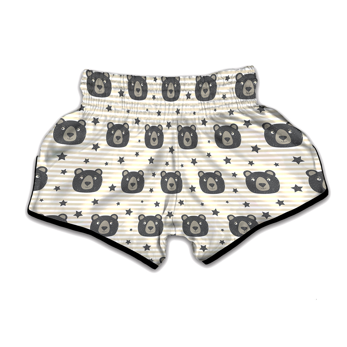 Cute Black Bear Pattern Print Muay Thai Boxing Shorts