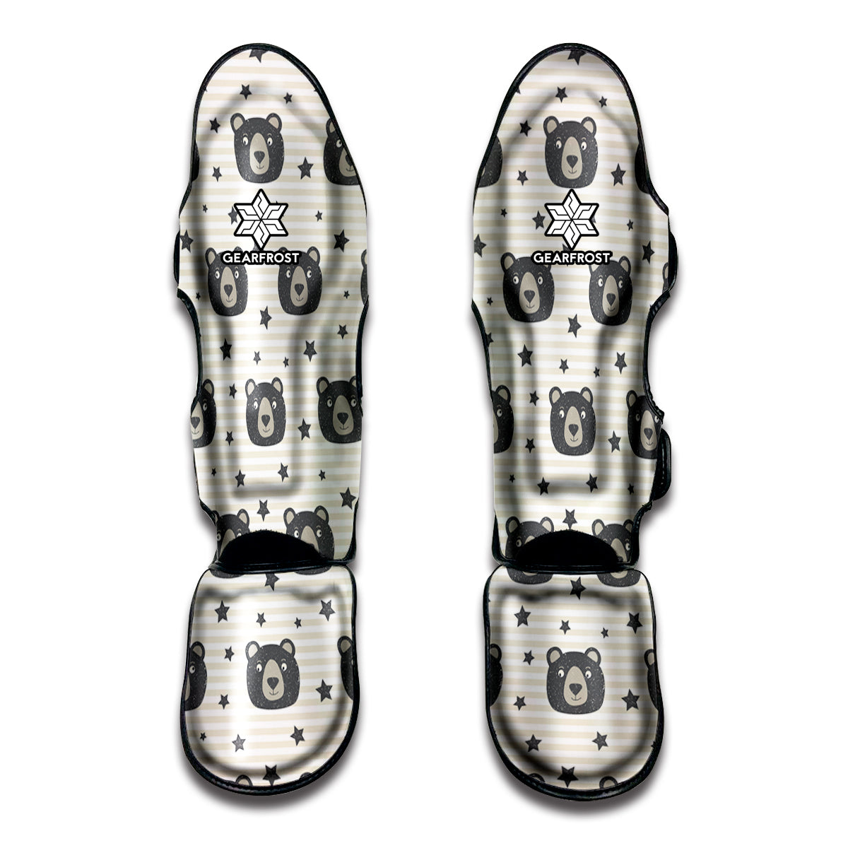 Cute Black Bear Pattern Print Muay Thai Shin Guard