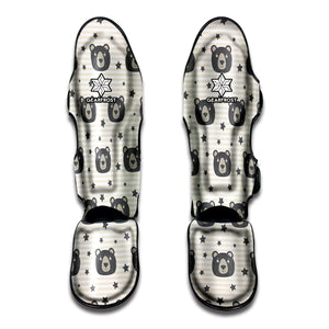 Cute Black Bear Pattern Print Muay Thai Shin Guard