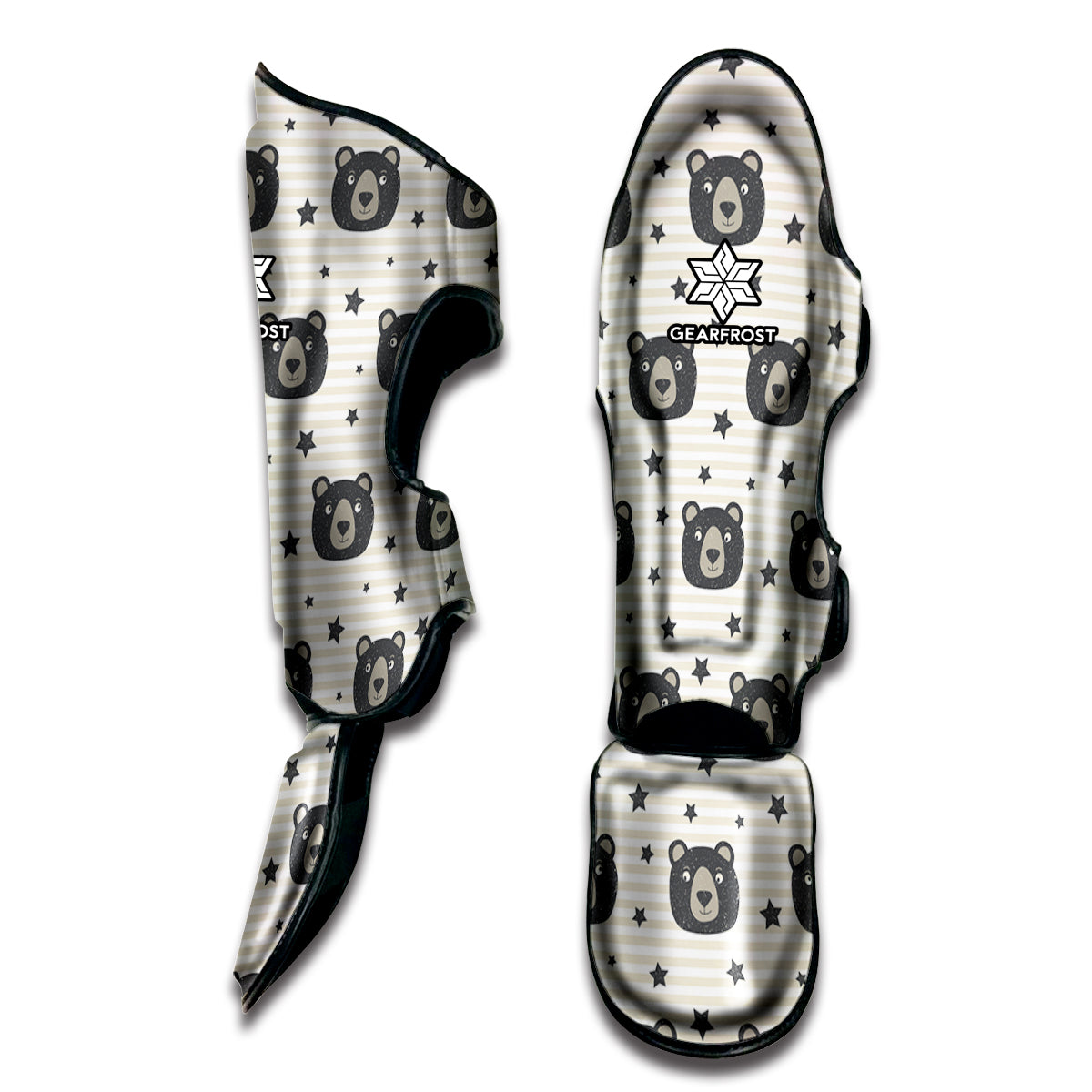 Cute Black Bear Pattern Print Muay Thai Shin Guard