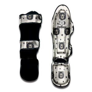 Cute Black Bear Pattern Print Muay Thai Shin Guard