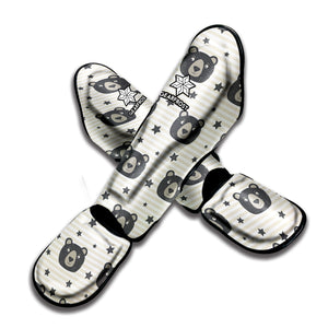 Cute Black Bear Pattern Print Muay Thai Shin Guard