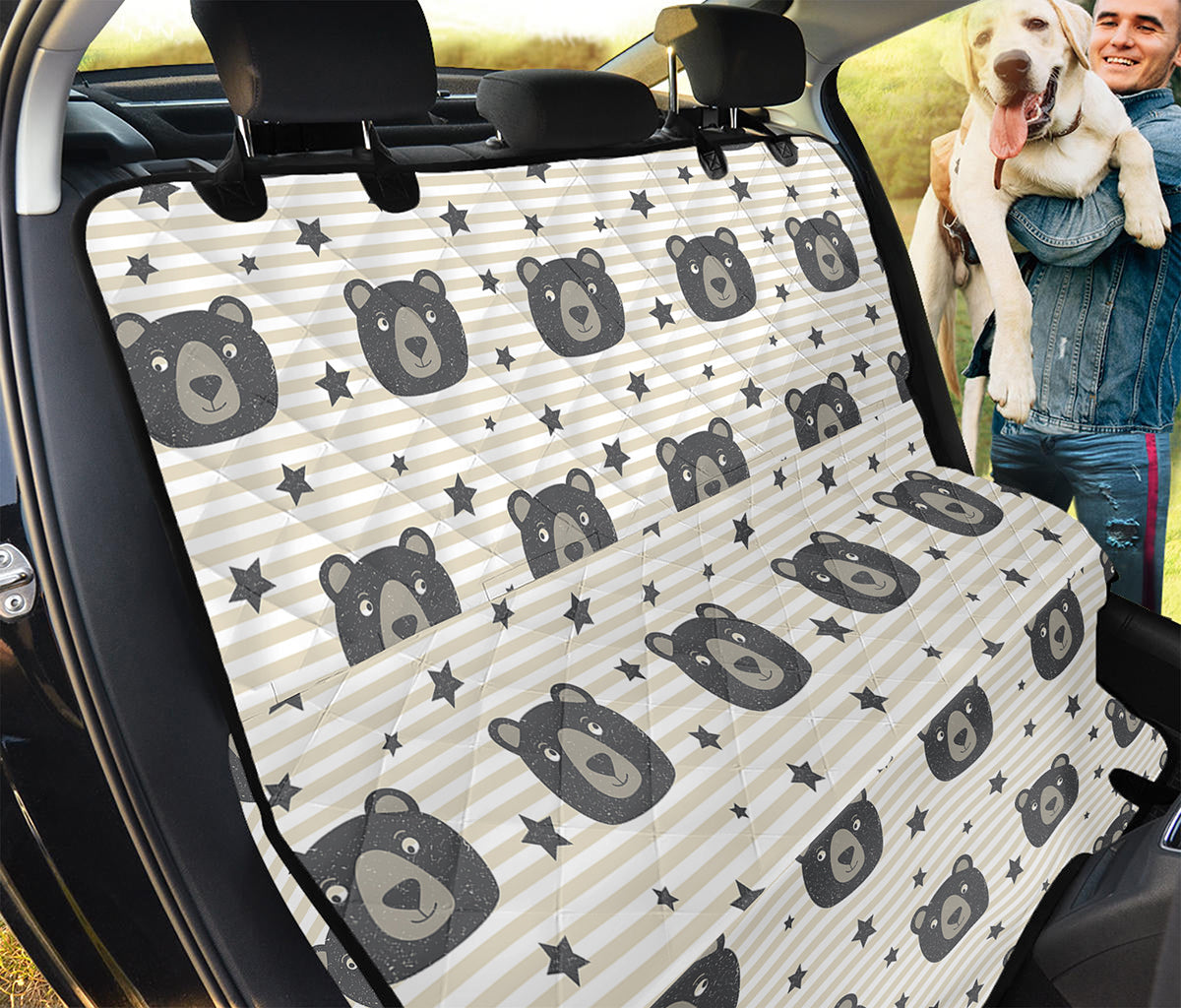 Cute Black Bear Pattern Print Pet Car Back Seat Cover