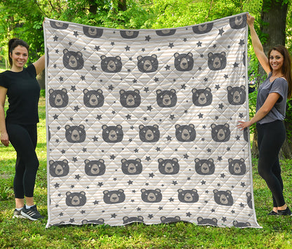 Cute Black Bear Pattern Print Quilt