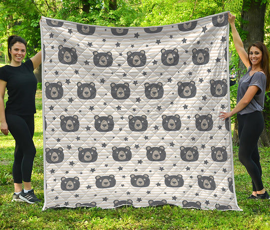 Cute Black Bear Pattern Print Quilt