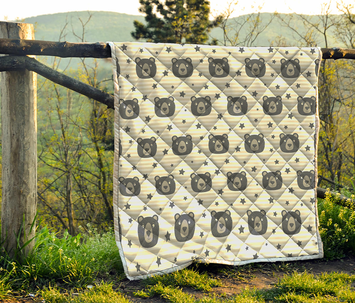 Cute Black Bear Pattern Print Quilt