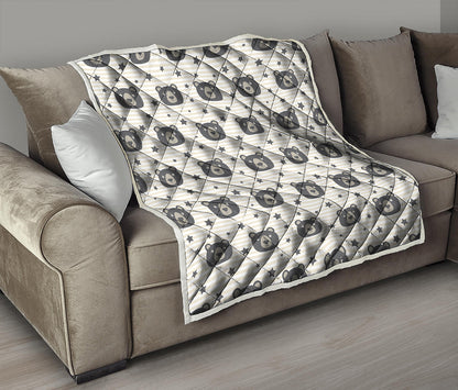 Cute Black Bear Pattern Print Quilt