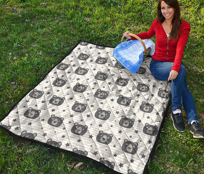 Cute Black Bear Pattern Print Quilt