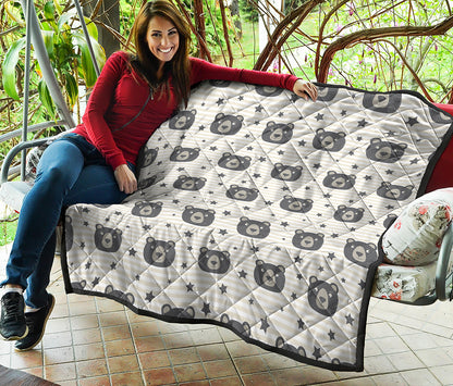 Cute Black Bear Pattern Print Quilt