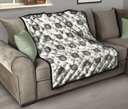 Cute Black Bear Pattern Print Quilt