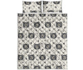 Cute Black Bear Pattern Print Quilt Bed Set