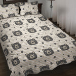 Cute Black Bear Pattern Print Quilt Bed Set