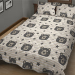 Cute Black Bear Pattern Print Quilt Bed Set