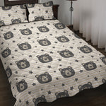 Cute Black Bear Pattern Print Quilt Bed Set