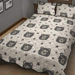 Cute Black Bear Pattern Print Quilt Bed Set