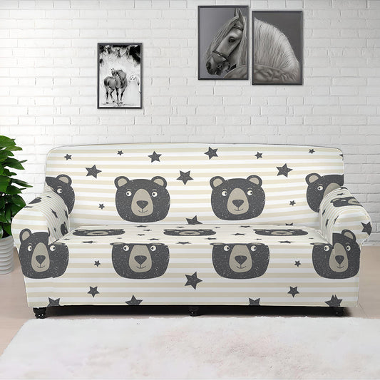 Cute Black Bear Pattern Print Sofa Cover