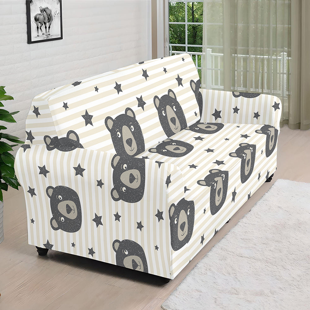 Cute Black Bear Pattern Print Sofa Cover