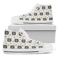 Cute Black Bear Pattern Print White High Top Sneakers