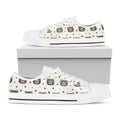 Cute Black Bear Pattern Print White Low Top Sneakers