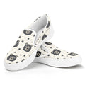 Cute Black Bear Pattern Print White Slip On Sneakers