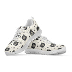 Cute Black Bear Pattern Print White Sneakers