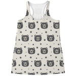 Cute Black Bear Pattern Print Women's Racerback Tank Top