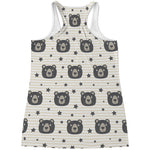 Cute Black Bear Pattern Print Women's Racerback Tank Top