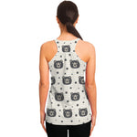 Cute Black Bear Pattern Print Women's Racerback Tank Top