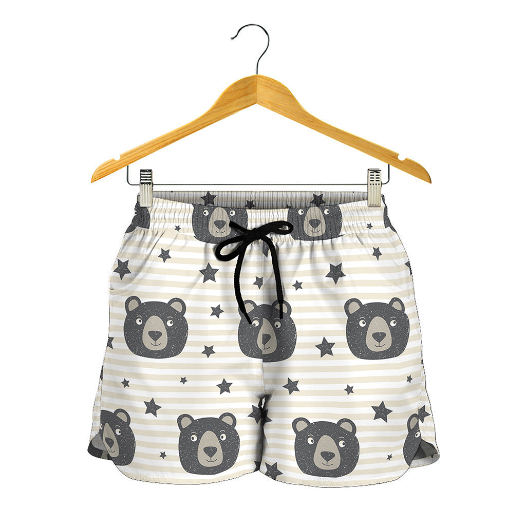 Cute Black Bear Pattern Print Women's Shorts