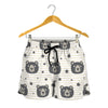 Cute Black Bear Pattern Print Women's Shorts