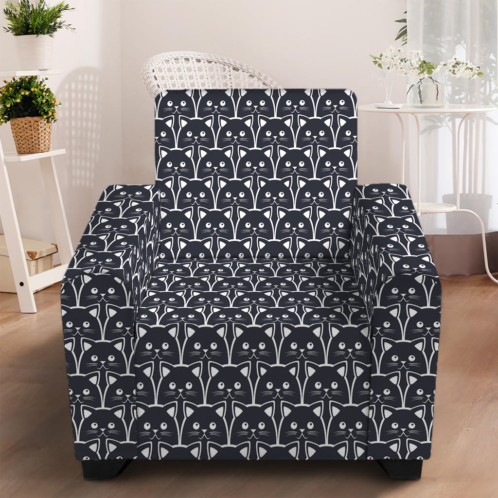 Cute Black Cat Pattern Print Armchair Slipcover