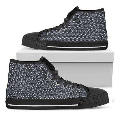 Cute Black Cat Pattern Print Black High Top Shoes