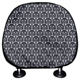 Cute Black Cat Pattern Print Car Headrest Covers